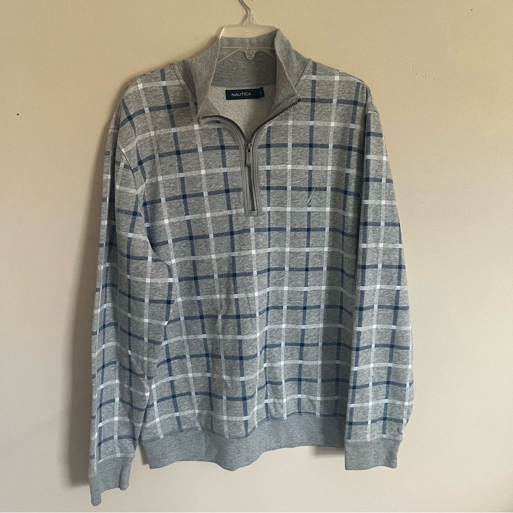 Vintage Nautica Sailing Gear Gray Checkered Sweatshirt Nautica Crewneck Size XL - Picture 9 of 12